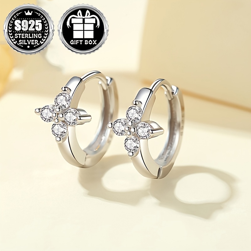 925 Sterling Silver Four Leaf Clover Earrings